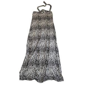 Chelsea & Theodore Snake Print Halter Maxi Dress Women's Medium Sleeveless Flowy
